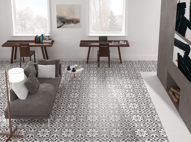 Feature Floor TIles amerikansk-craftsman-vardagsrum