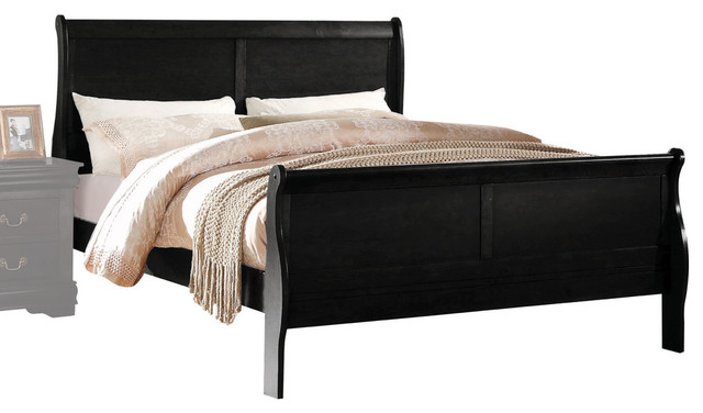 Louis Philippe Sleigh Bed, Black, Full