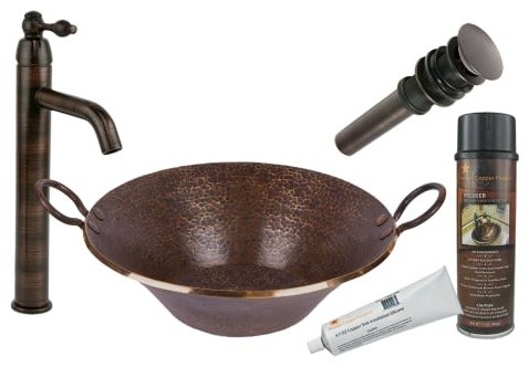 Premier Copper Products BSP1_PVMPDB Vessel Sink, Faucet and Accessories