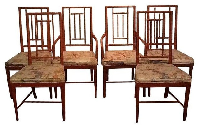 Vintage Chinoiserie Dining Chairs - Set of 6