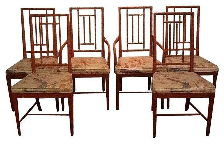 Vintage Chinoiserie Dining Chairs - Set of 6