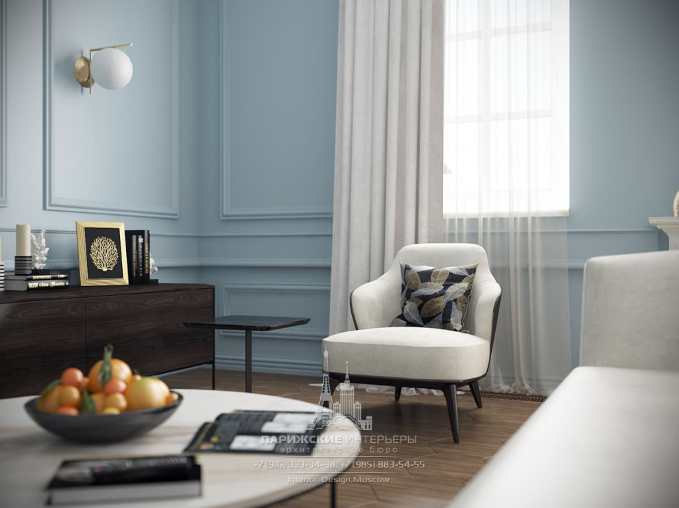 Океанский подарок. Бордовые акценты в московской 3-комнатной квартире