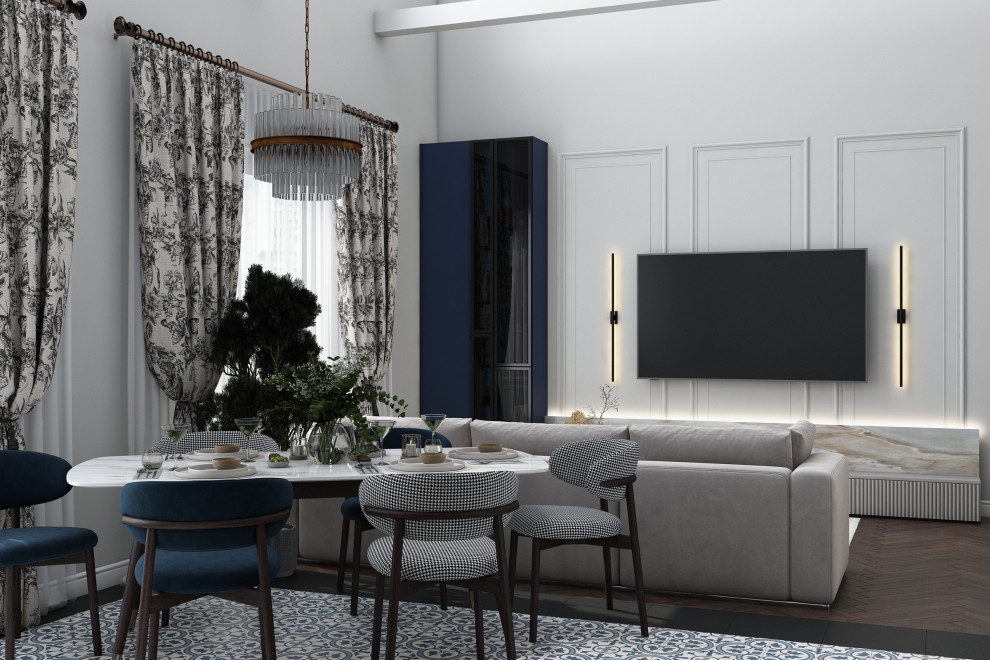 Кухня-гостиная в коттедже 1