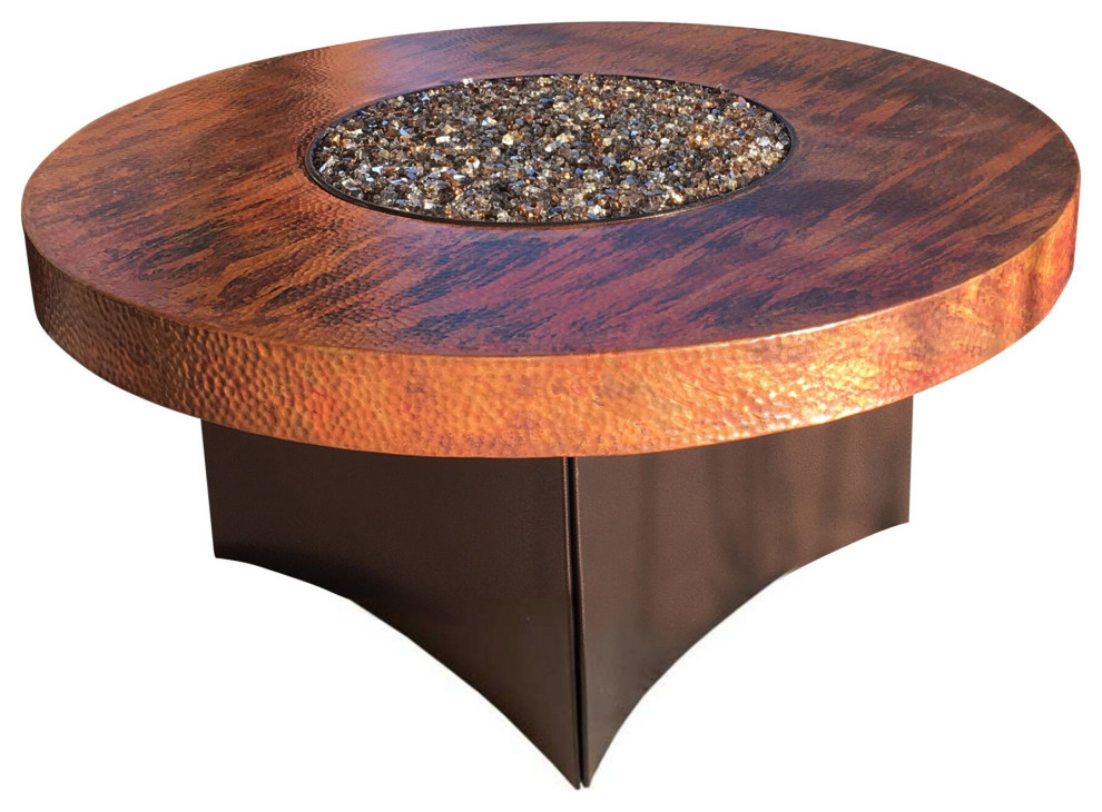 Oriflamme Natural Copper Outdoor Gas Fire Pit Table with Tempered Glass
