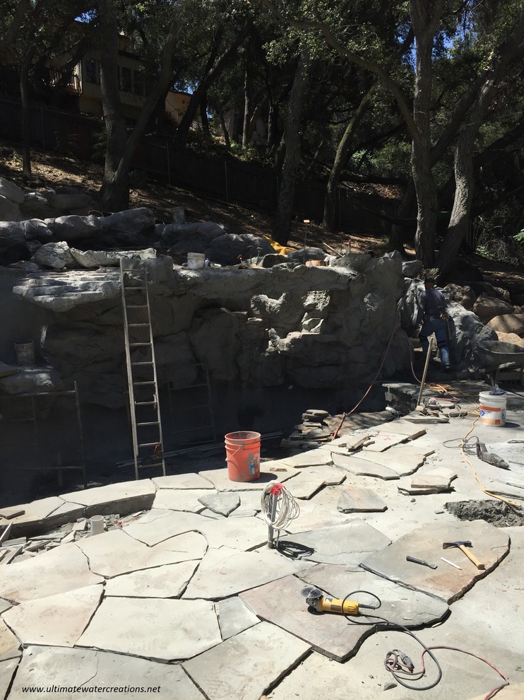 Before & After -Naturalistic Pool, Spa with Slide in La Crescenta, CA