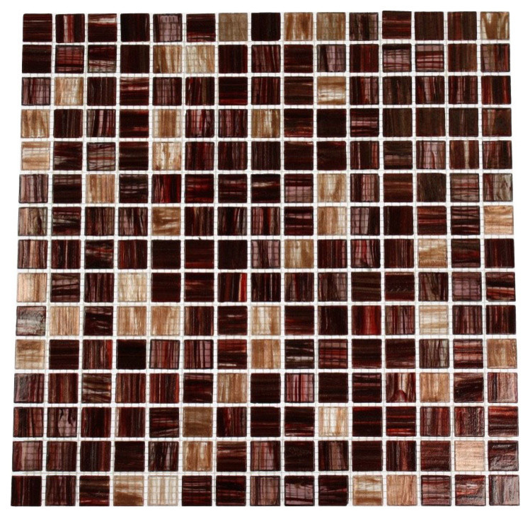 13"x13" Pomegranite Blend Glass Tile, Single Sheet