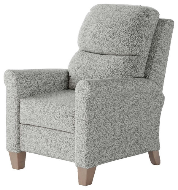 Southern Motion Pep Talk 38" Wide HiLeg Fabric Recliner in Light Gray