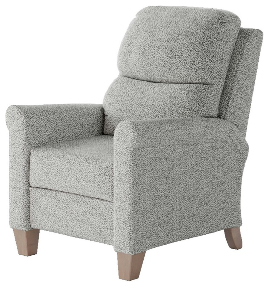 Southern Motion Pep Talk 38" Wide HiLeg Fabric Recliner in Light Gray