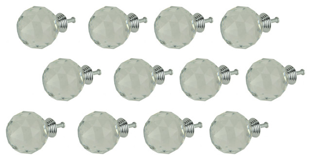 Clear Diamond Cut Ball Crystal Cabinet Knob Or Drawer Pulls Lead