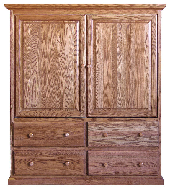Traditional TV Armoire With Doors, 57w x 66h x 18d Traditional
