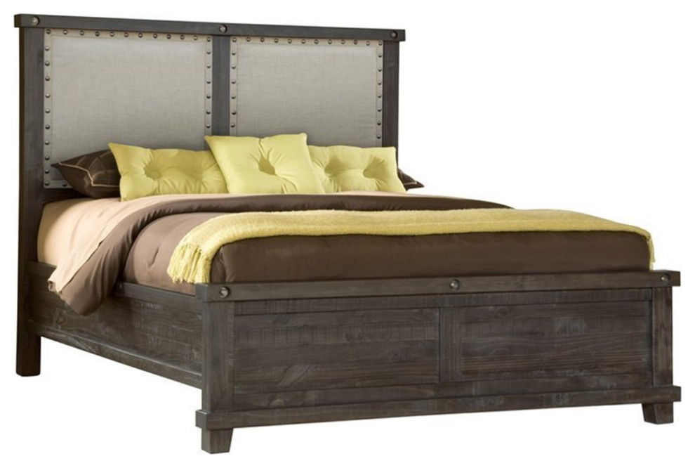 Bowery Hill Modern California King Wood Upholstered Panel Bed in