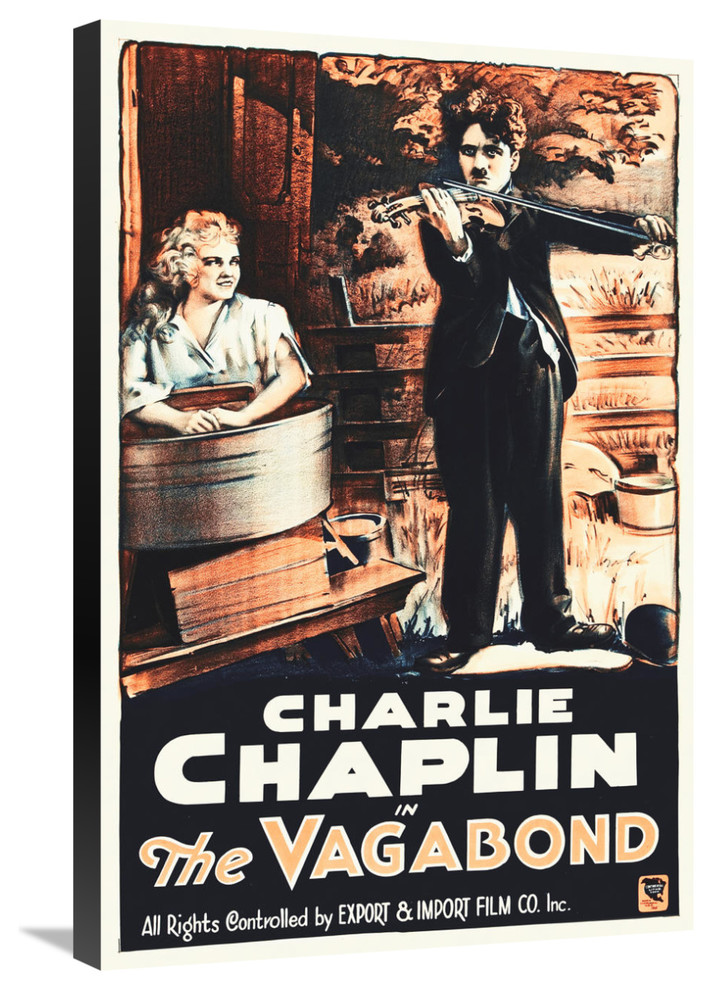 Charlie Chaplin, French, The Vagabond, 1916, - Midcentury - Prints And Posters - by Global Gallery |