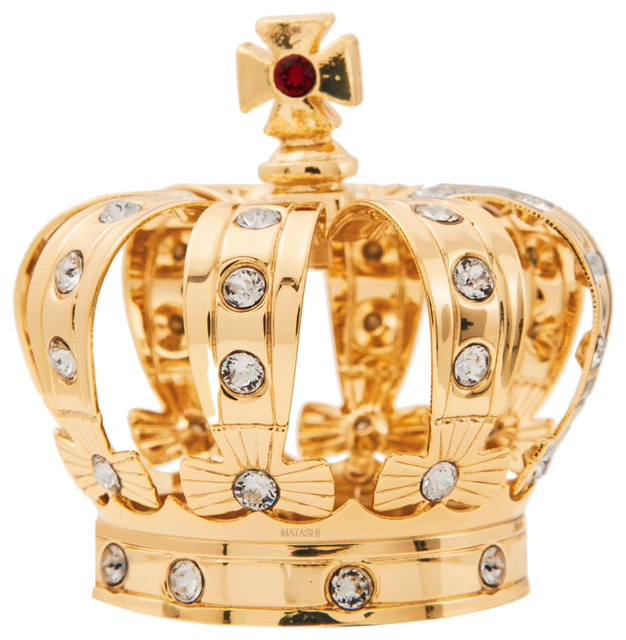 24K Gold Plated Crystal Studded Crown Ornament