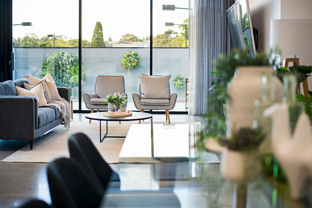 Essendon House contemporary-vardagsrum