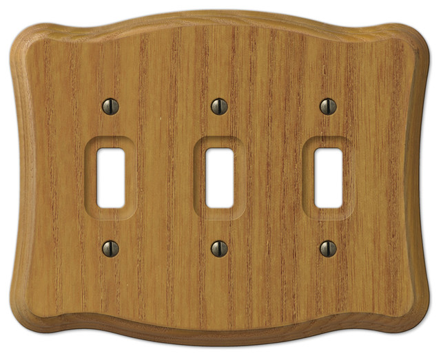 Austin Medium Oak Finish 3Toggle Wall Plate Farmhouse Switch