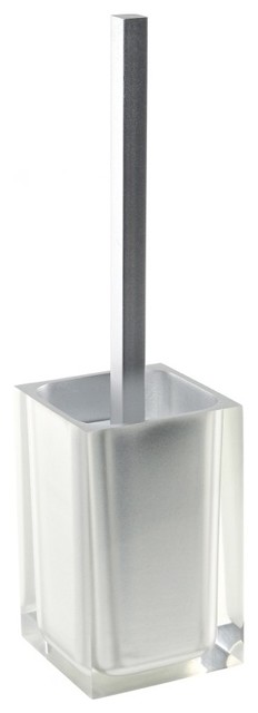 Modern Square Toilet Brush Holder, Silver