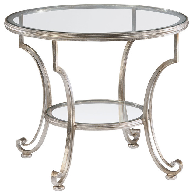 Round Glass Top Table (silver finish) Traditional Side Tables And