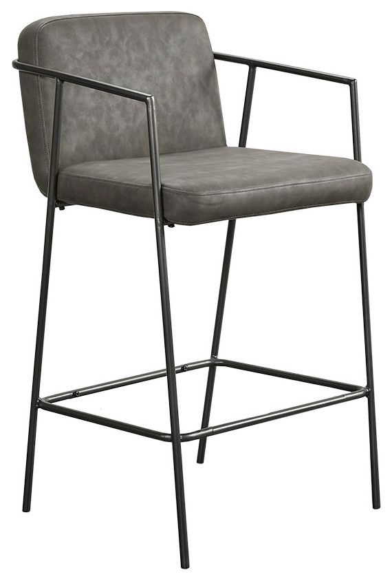 Madison Park Bixby Industrial Modern Leather Counter Stool, Brown