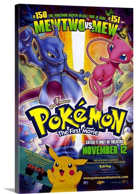 "Pokemon: The First Movie (1999)" Wrapped Canvas Art Print, 12"x18"x1.5"
