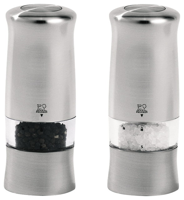 Peugeot Zeli Duo 5.5 Inch Electric Salt and Pepper Mill Set - Contemporary  - Salt And Pepper Shakers And Mills - by BIGkitchen | Houzz