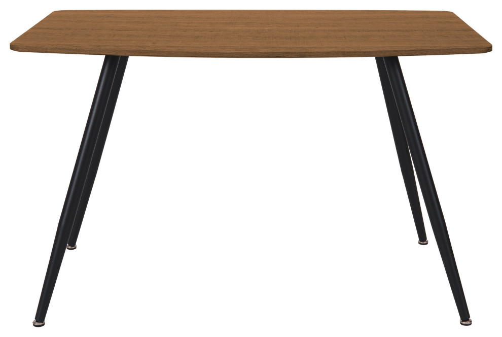 Thea 47" Wide Brown Faux Wood Dining Table with Iron Legs for Small