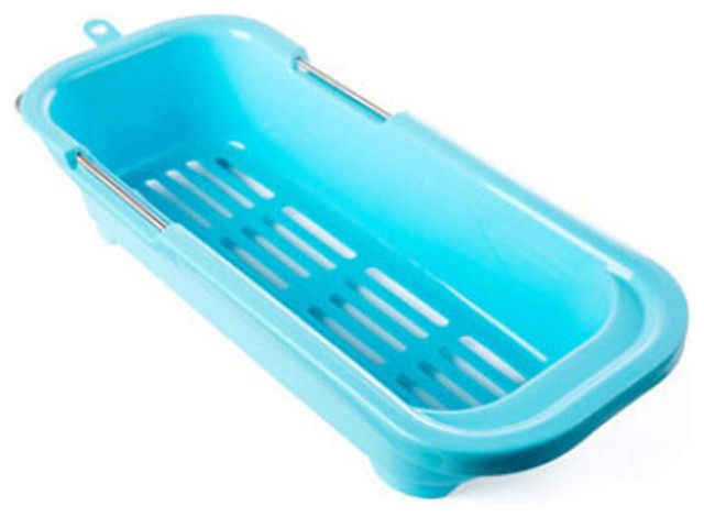 Dish Drainer Rack Collapsible Over Sink Dish Drainer Blue