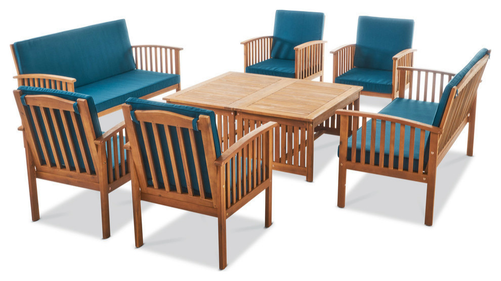 GDF Studio 8Piece Cape Town Outdoor Acacia Wood Sofa Set