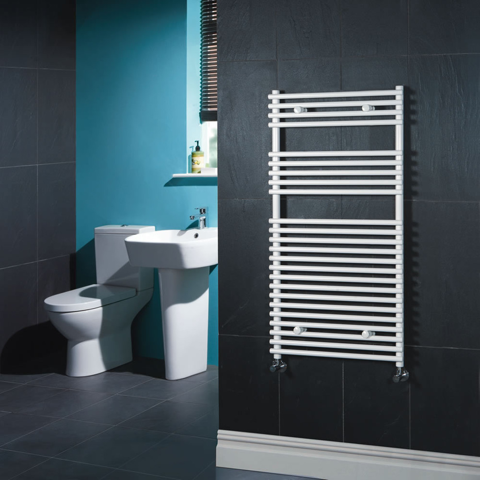Flat White Bar on Bar Hydronic Towel Rail 45 inches x 18 inches