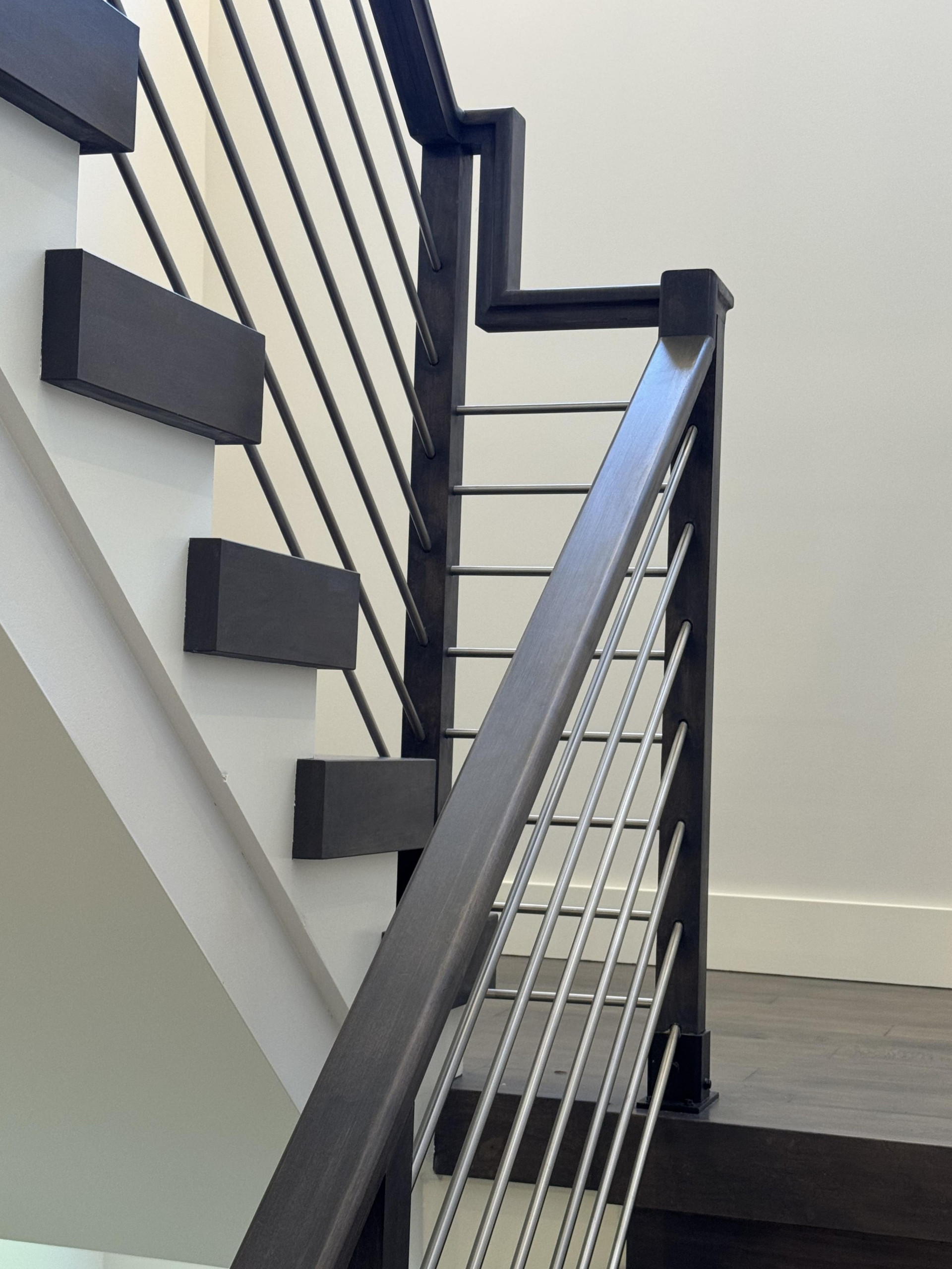 137_Transitional Maple Staircase with Stainless Steel Rail, Clifton, VA 2014