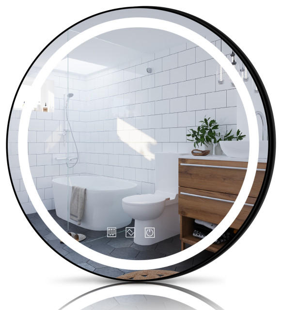 round mirror with led surround light