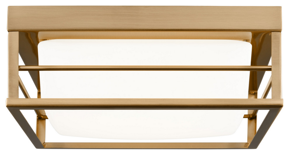 Dearborn LED Flush Mount, Satin Brass Transitional Flushmount Ceiling Lighting by