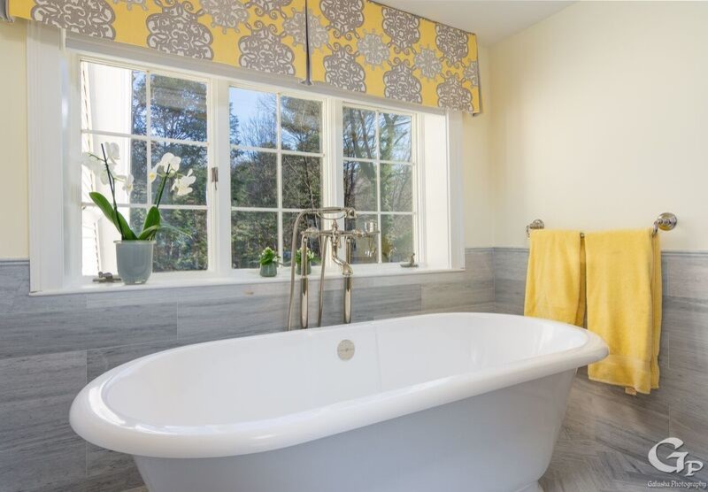 Yellow and Gray master bath