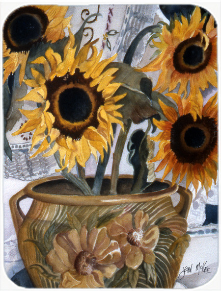"Pot of Sunflowers Glass Cutting Board, Large Jmk1202Lcb"