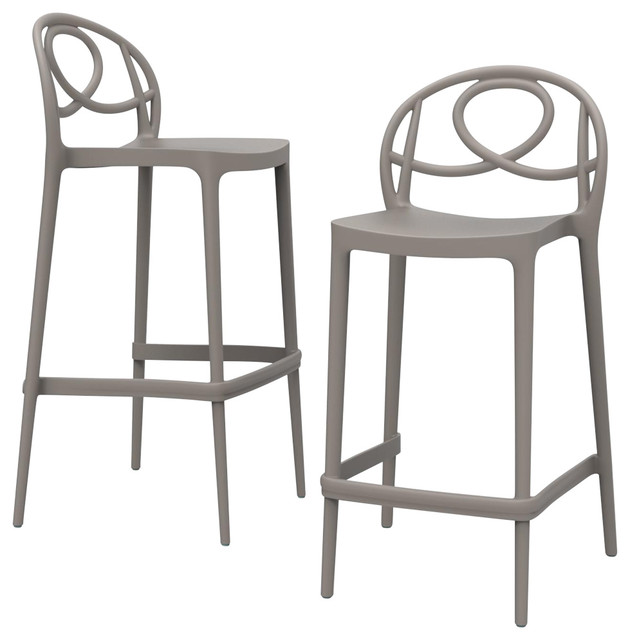 Etoile Outdoor Bar Stools, Low, Set of 2 Modern Outdoor Bar Stools