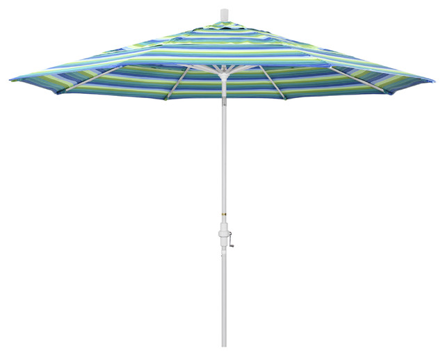 11' Aluminum Umbrella Collar Tilt Matted White, Seville Seaside