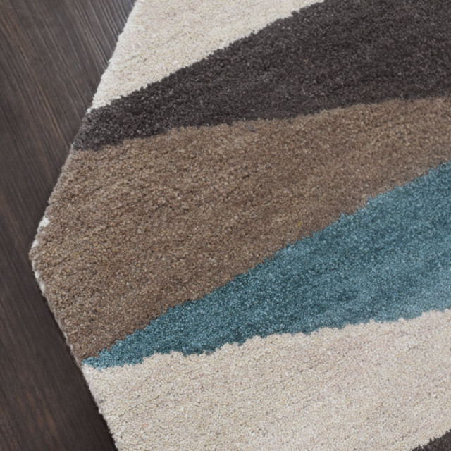 Hand Tufted Wool Area Rug Geometric, [Octagon] 6'x6' - Contemporary ...