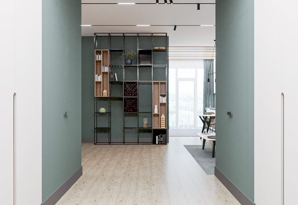 Дизайн-проект гостиной в эко стиле и лофте в квартире во Владивостоке