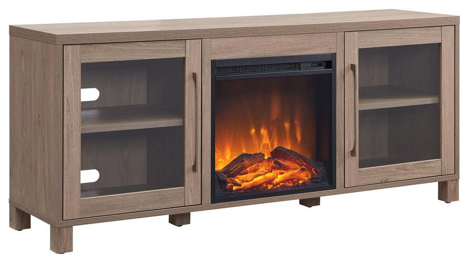 Quincy Rectangular TV Stand with Log Fireplace for TV's up to 65 in