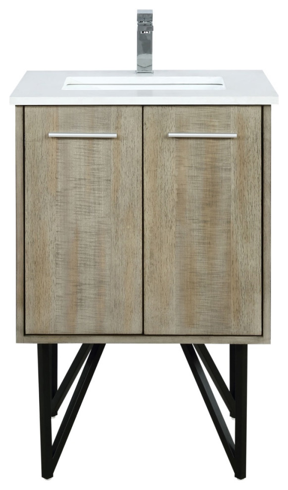 24" Bathroom Vanity, White Square Sink, and Monte Chrome Faucet Set