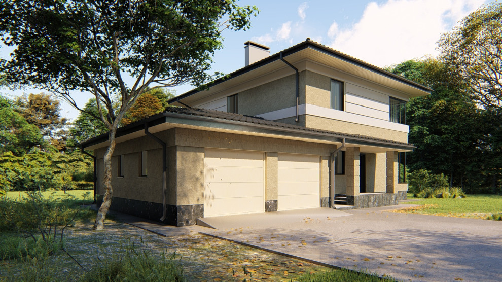 Двухэтажный дом в современном стиле