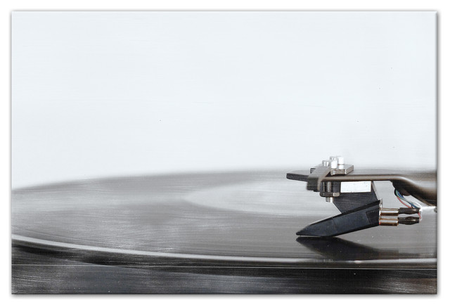 Record Player with Wood Texture 12"x18" Print on Canvas