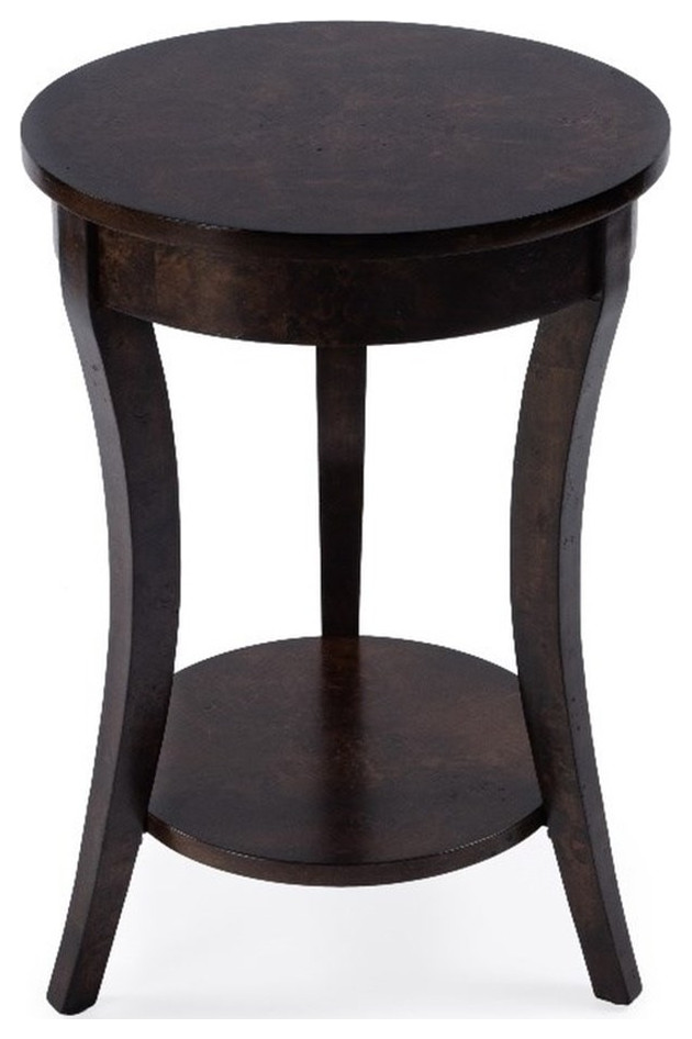 Butler Specialty Company Holdin Round Burl Wood 18"W Side Table Dark