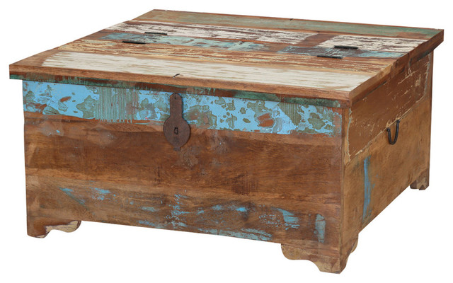 Rustic Reclaimed Wood Coffee Table Storage Trunk Farmhouse Decorative Trunks By Sierra Living Concepts