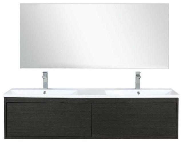 Sant Contemporary 60" Iron Charcoal Double Bathroom Vanity Set