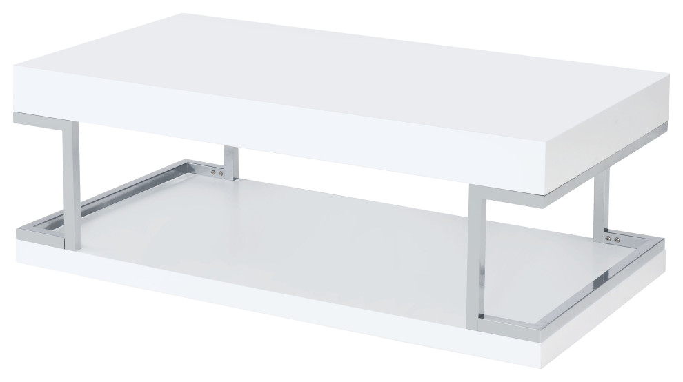 Aspers Coffee Table, White High Gloss Contemporary Coffee Tables