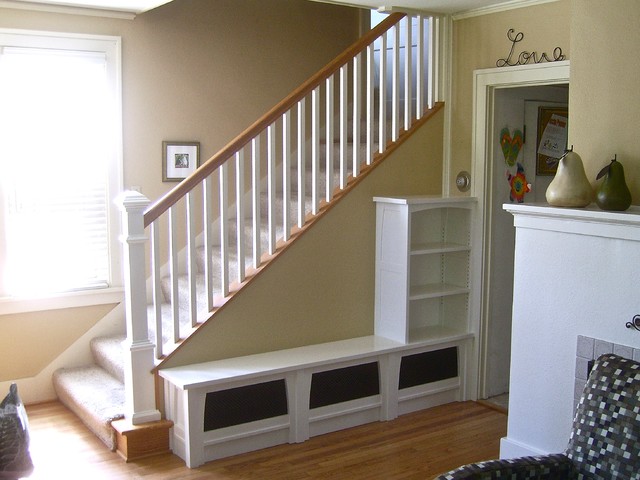 Entry Bench, Bookcase, & Stair Railing - Traditional - Indoor Benches ...