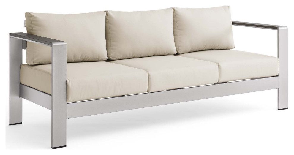 Shore Outdoor Patio Aluminum Sofa Contemporary Outdoor Sofas by Homesquare Houzz