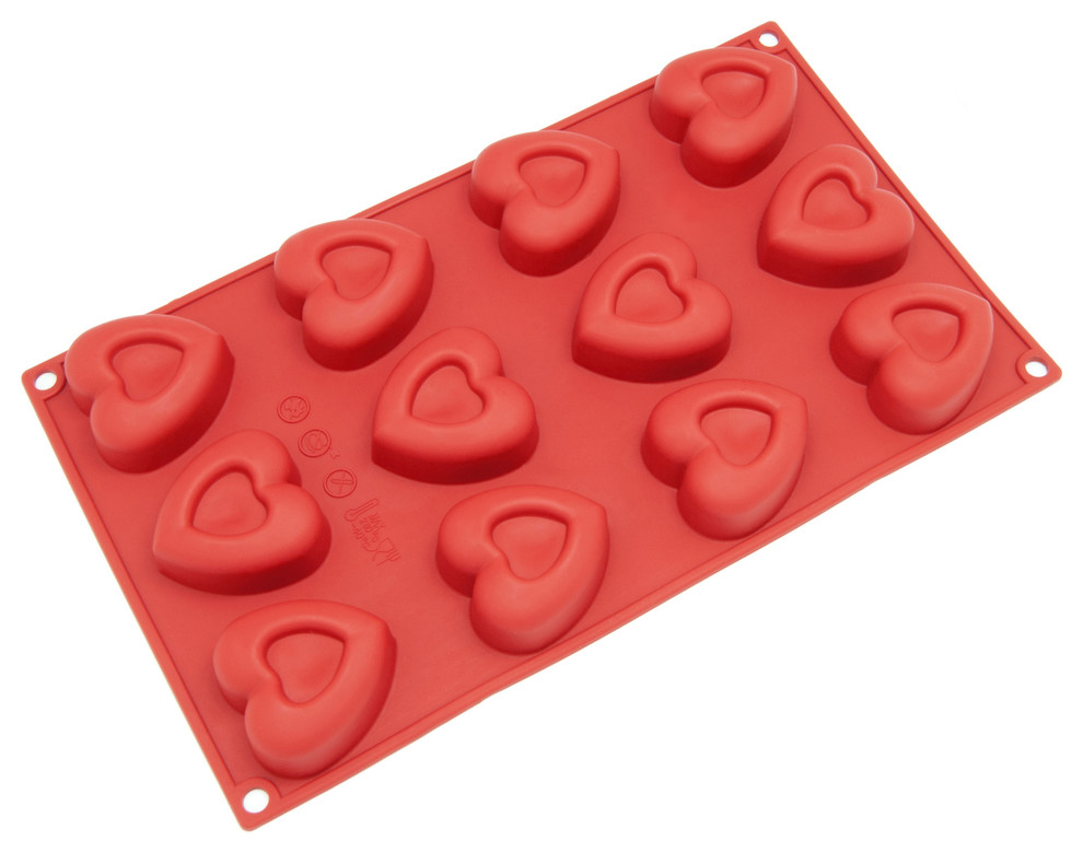 Freshware 12-Cavity Silicone Mini Double Heart Mold