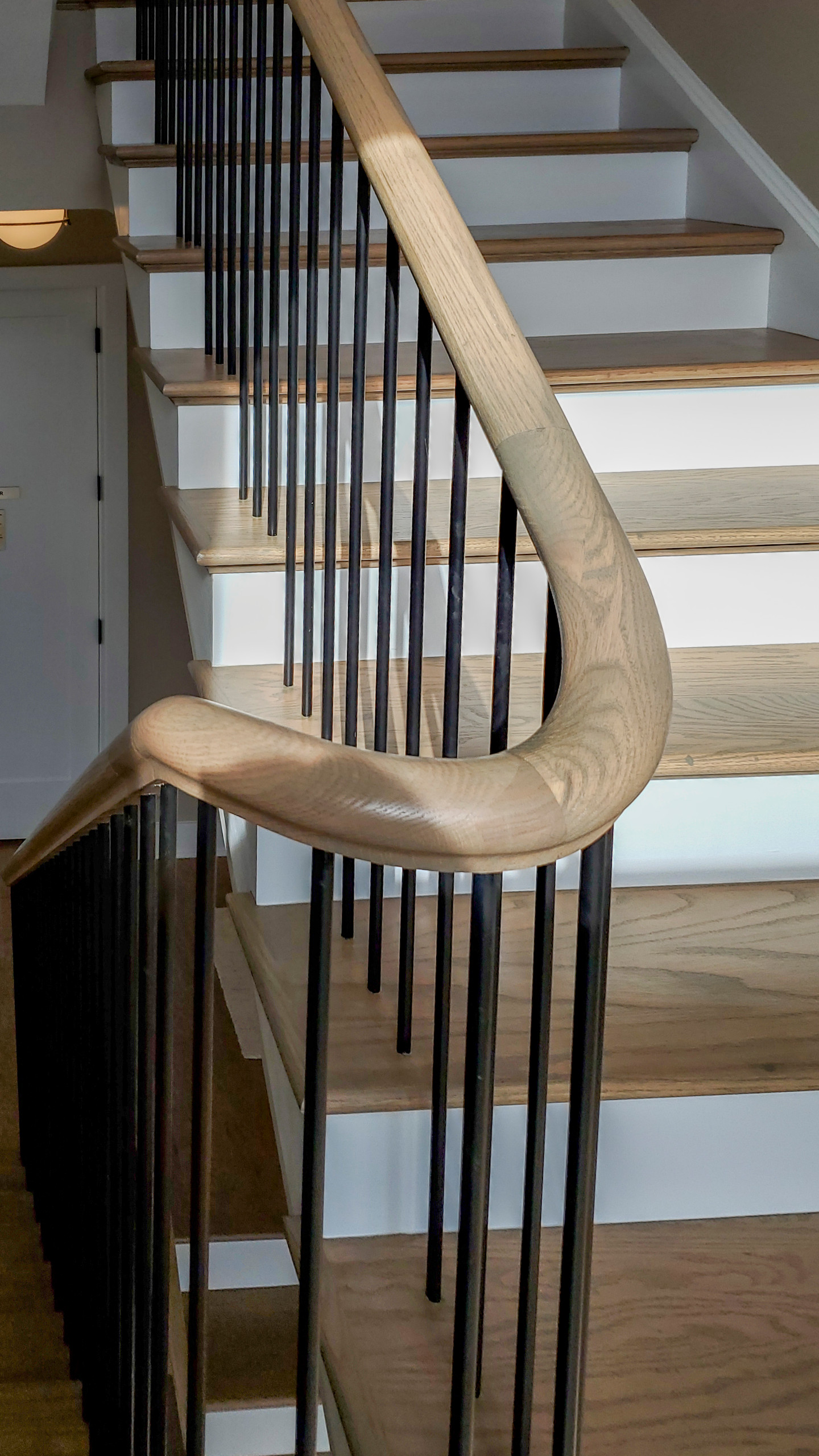 Project #153 | Sophisticated Red Oak Stair with Metal Balusters