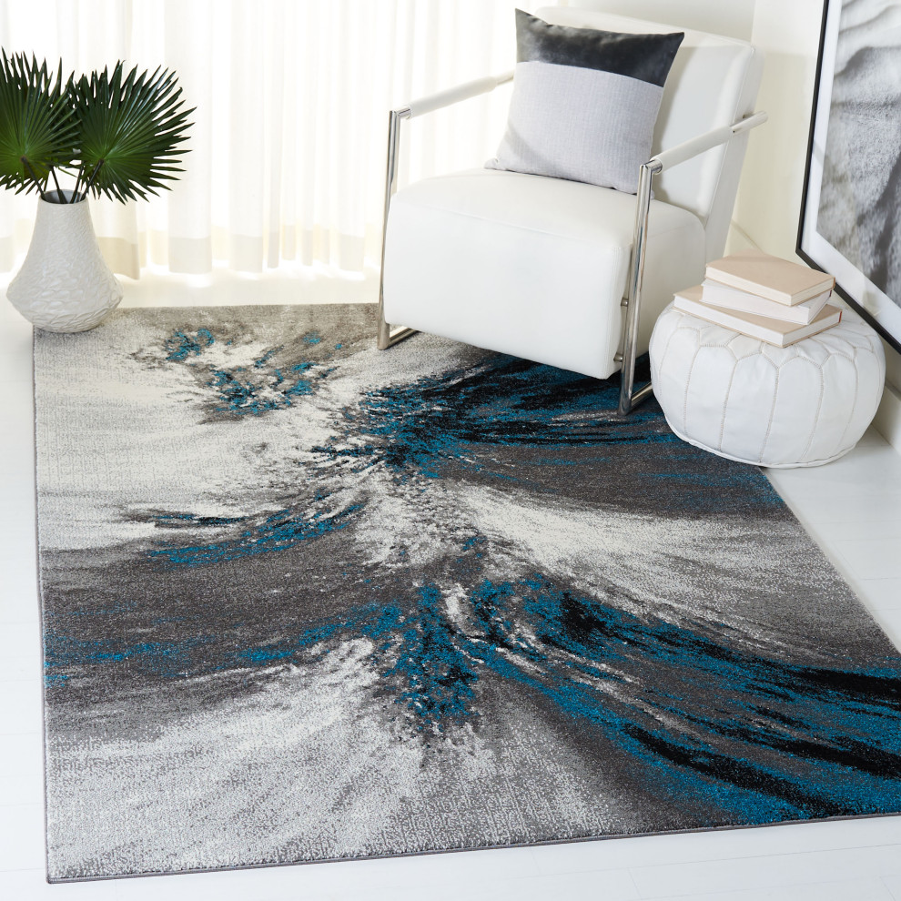 Safavieh Glacier Gla127M Organic and Abstract Rug, Blue and Gray, 2'3
